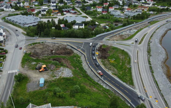 Oversiktsbilde over Harstad, utsikt fra TV-tårnet i nord-vest.