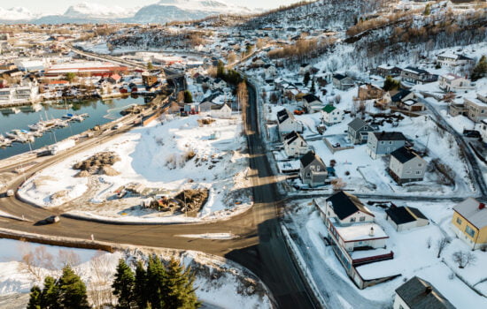 Dette er et dronebilde over området rundt Kongsveien.